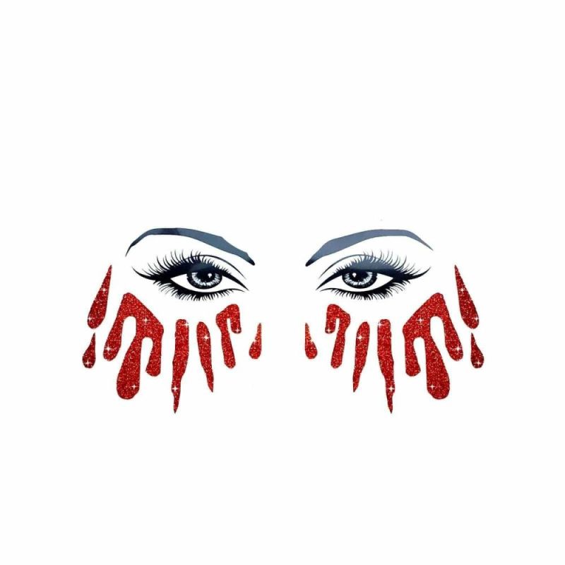 Bloody Awesome Glitter Tears Face Sticker  |  Face Makeup Cosmetics & Beauty Makeup Black