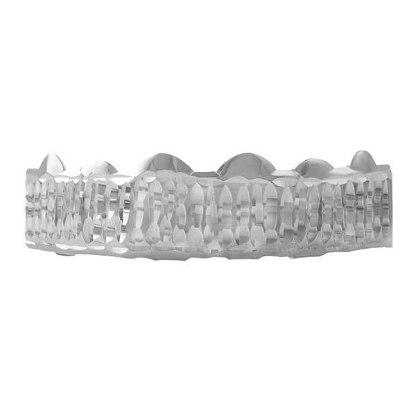 Diamond Cut Silver Bar Style Rhodium Grill Top  |  Fangs And Teeth Fangs And Teeth Fangs And Teeth