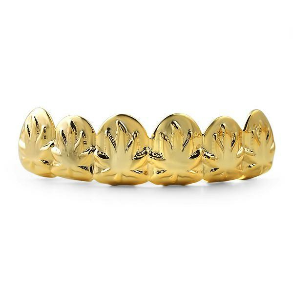 Gold Marijuana Pot Leaf Grill Top  |  Fangs And Teeth Fangs And Teeth Fangs And Teeth