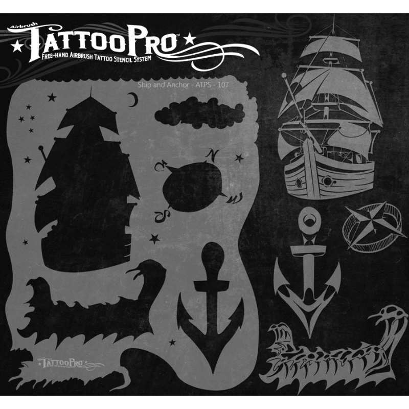 Ship & Anchor Tattoo Stencil  |  Stencils Stencils Stencils