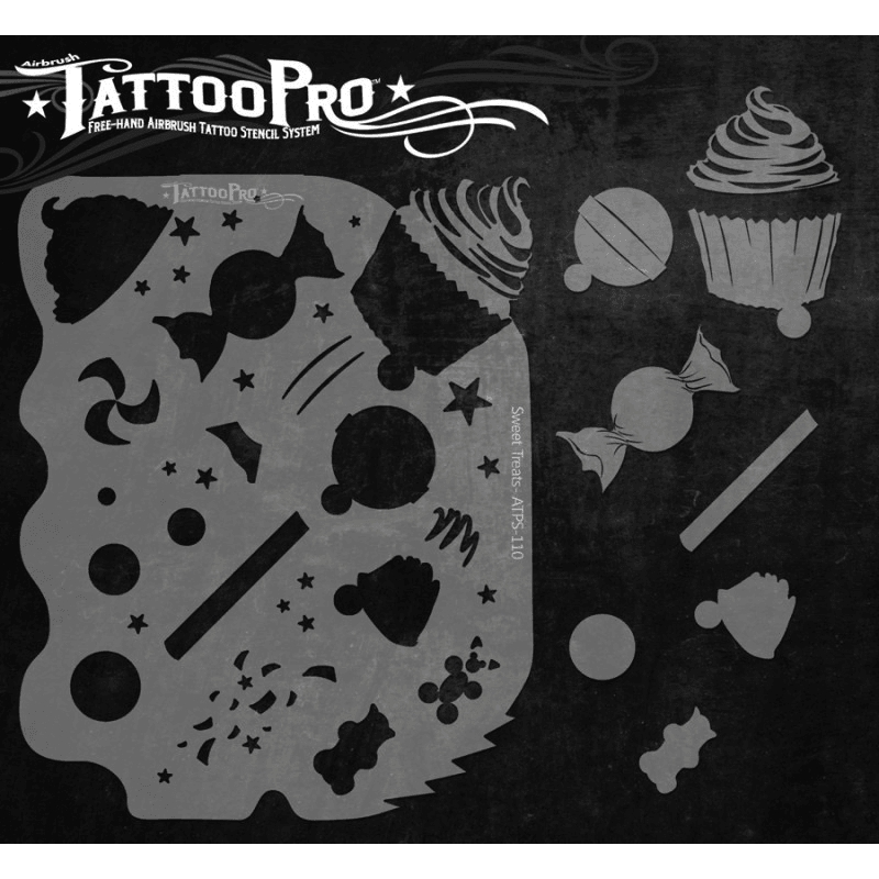 Sweet Treats Tattoo Stencil  |  Stencils Makeup Tools & Accessories Makeup Tools & Accessories