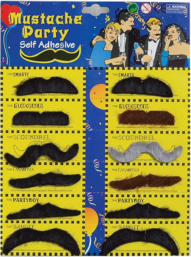 Moustache Party (12 Pack)  |  Facial Hair Facial Hair Facial Hair